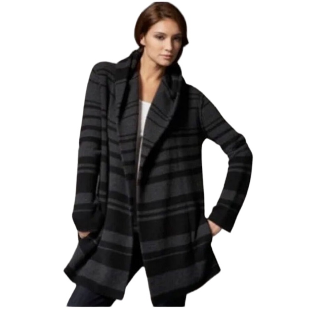 Vince Yak Wool Blend Sophie Striped Blend Cardigan